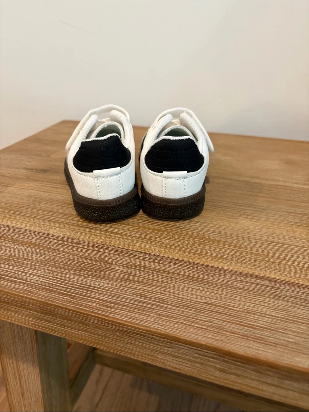 Toddler White and Black Velcro Sneakers